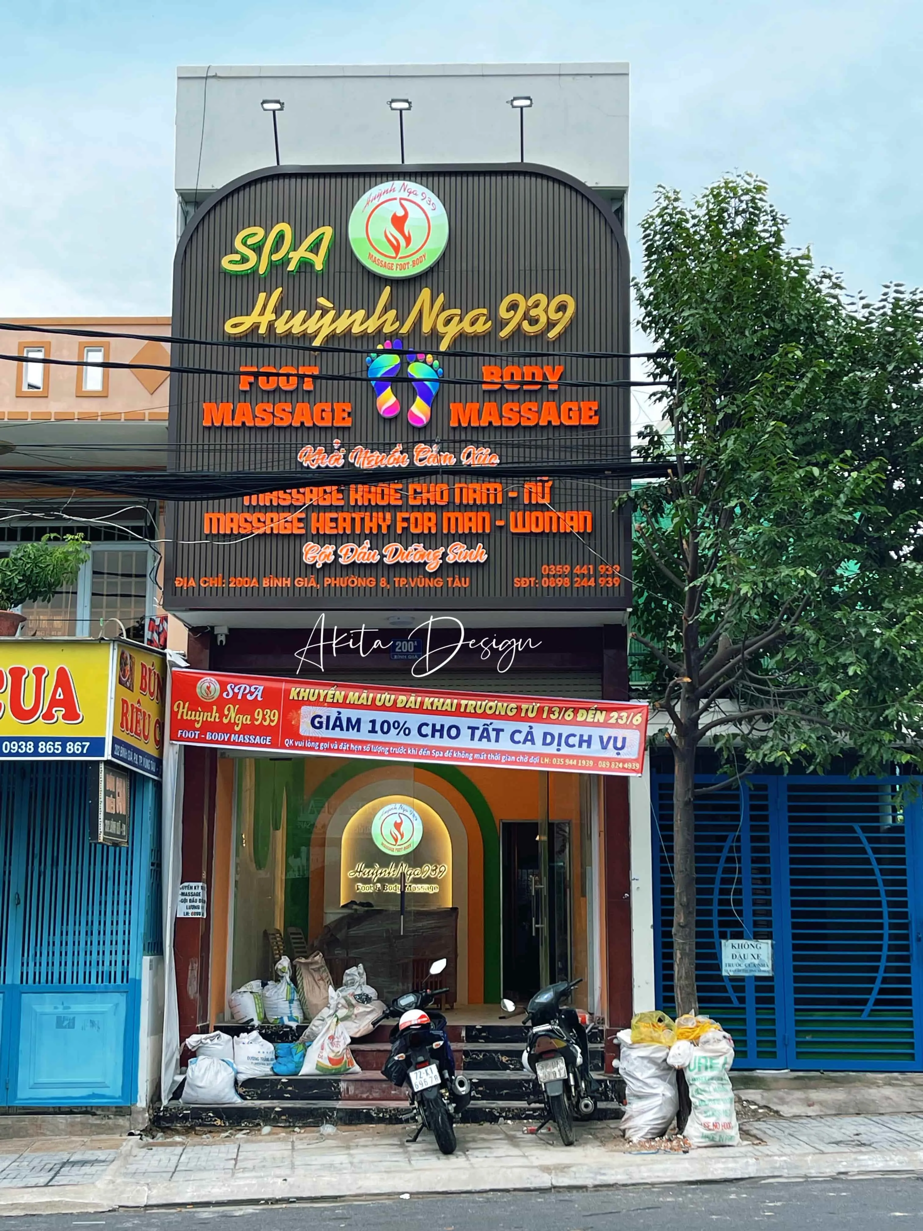 Thi công trọn gói biển hiệu quảng cáo ốp pvc lam sóng cho spa huỳnh nga bình giã vũng tàu