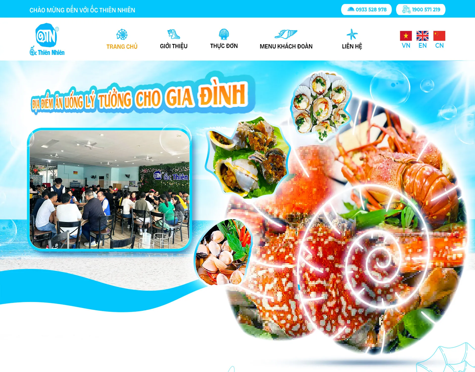 giao diện demo thiết kế website cho ốc thiên nhiên vũng tàu
