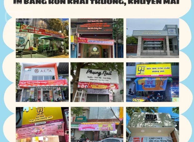 Thiết kế và thi công băng rôn quảng  cáo khai trương tại phường tam thắng